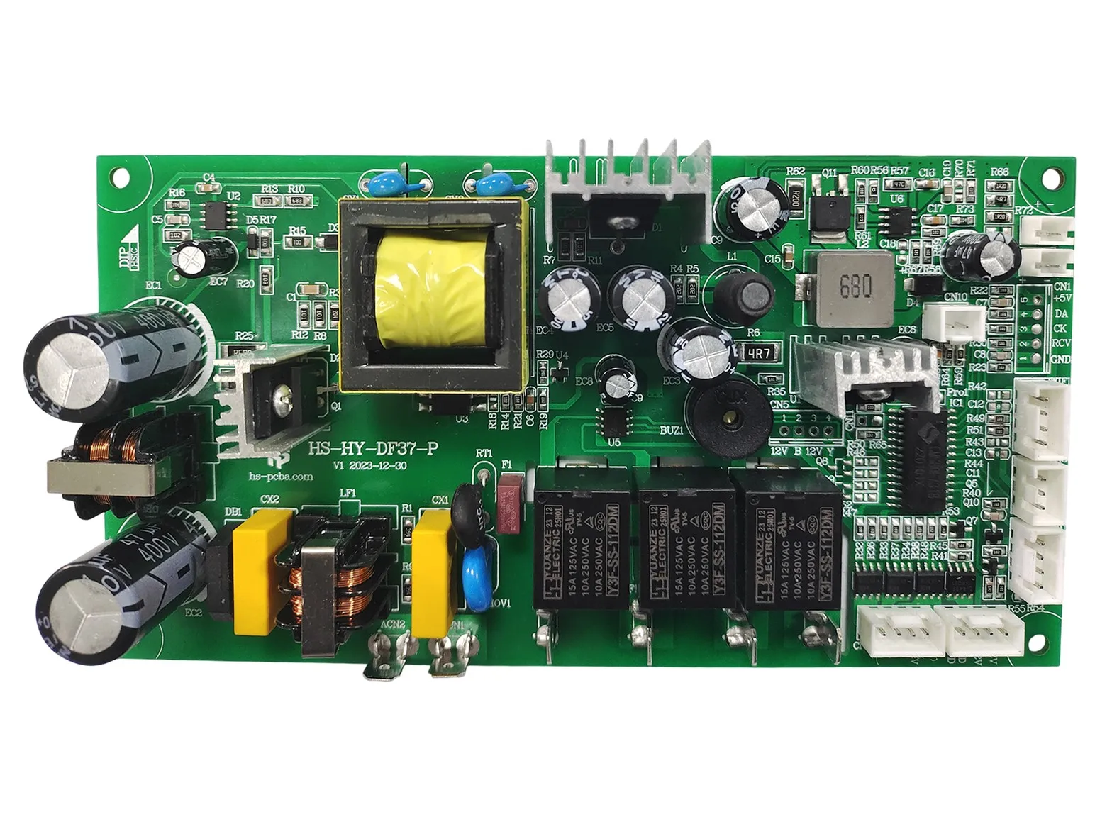 Holographic fireplace PCBA control board with transformer and three relays