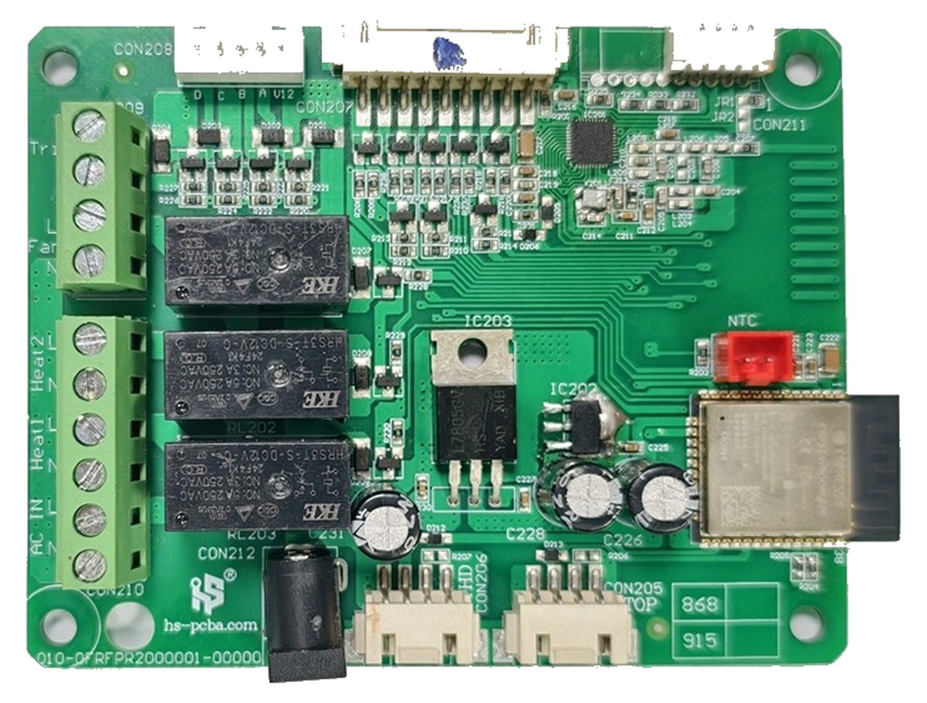 ESP32 smart fireplace WiFi PCBA control board