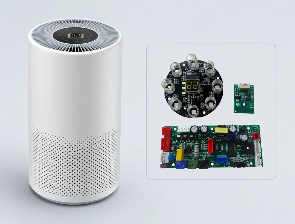 Air quality appliance with sensor and control PCBA