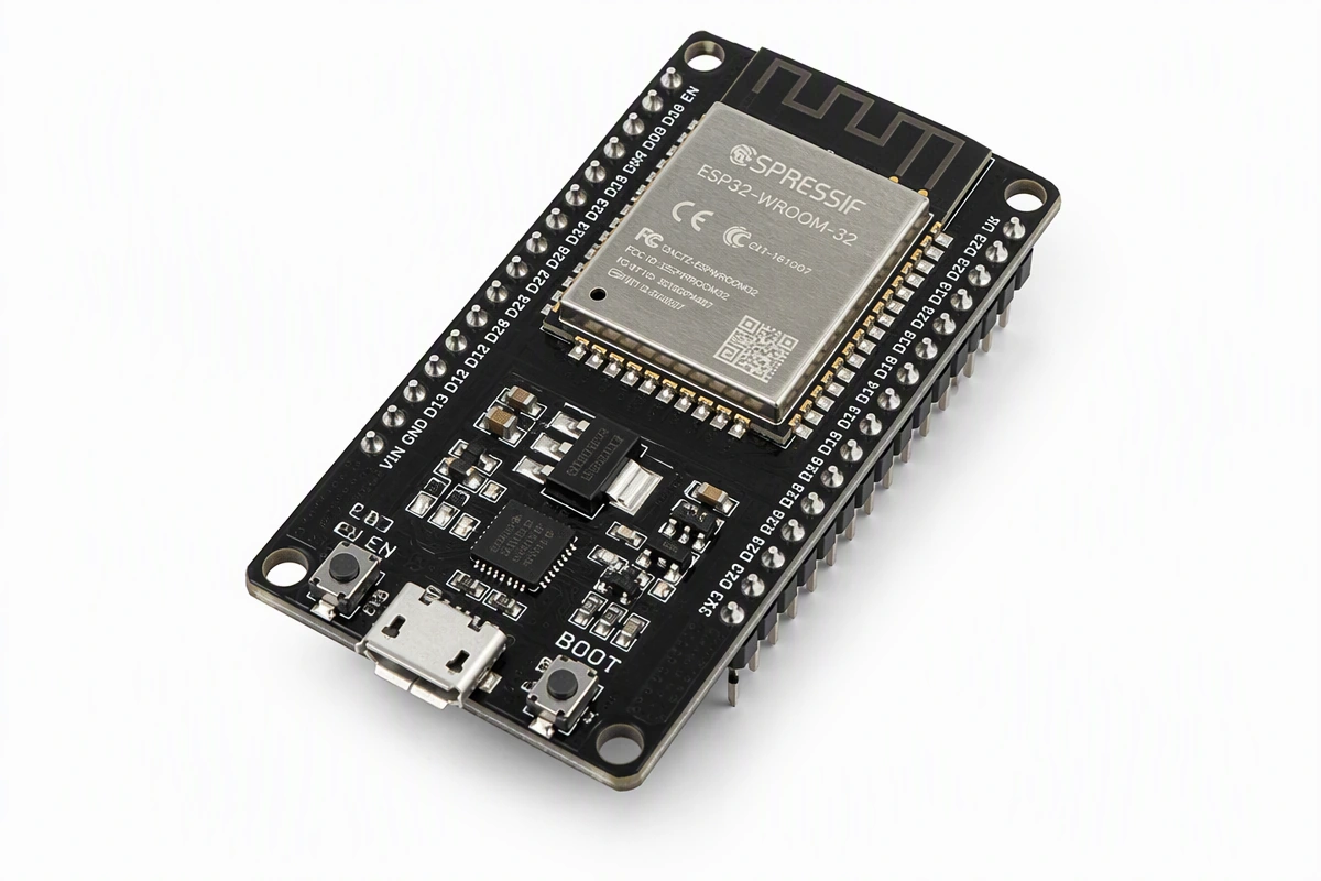 ESP32 DevKit development board with ESP32-WROOM-32 module, pin headers and USB-C