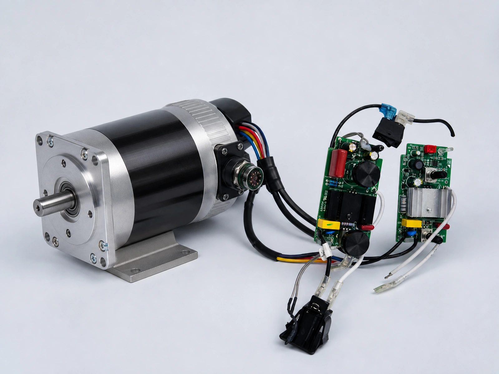 Motor control system with drive PCBA, motor and feedback sensor