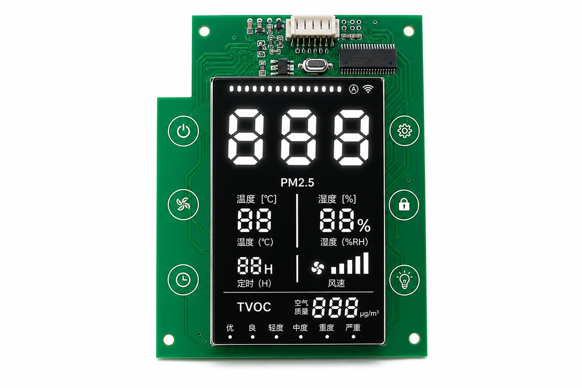 Smart appliance 8-knob rotary potentiometer switch control panel strip board PCBA with white adjustment shafts