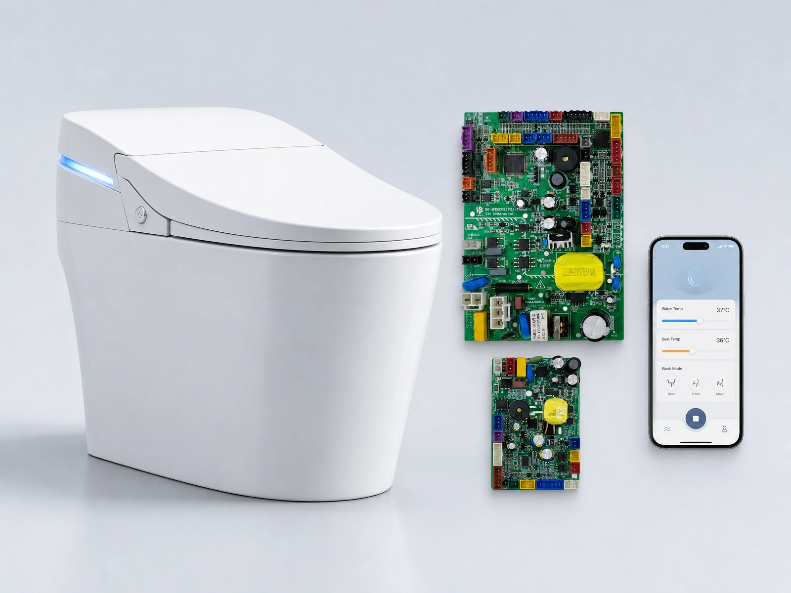 Smart home IoT appliance with control PCBA and mobile app